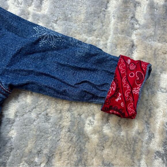 Mary Kate & Ashley Denim Red Bandanna Trucker Jacket Size 12 Months - Picture 5 of 6